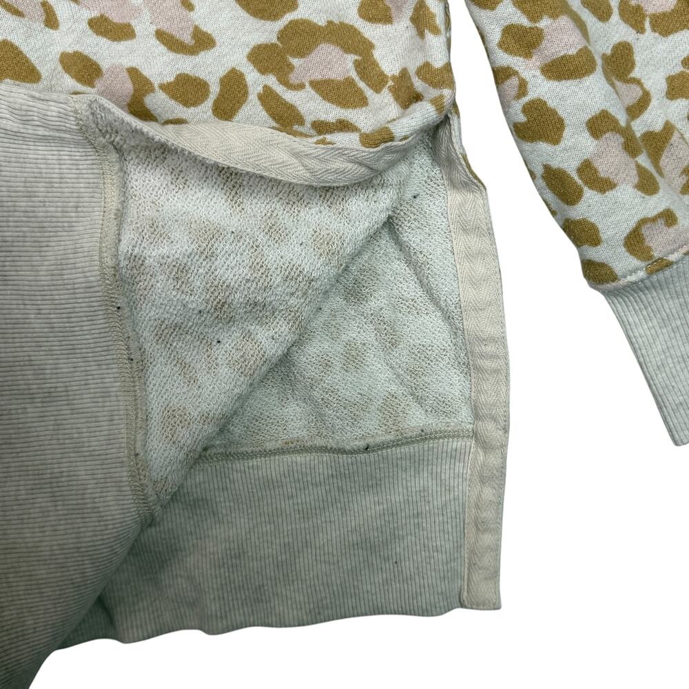 Aerie AE Tan Leopard Desert Oversized Sweatshirt Heather Frost Cheetah Medium - Picture 5 of 10